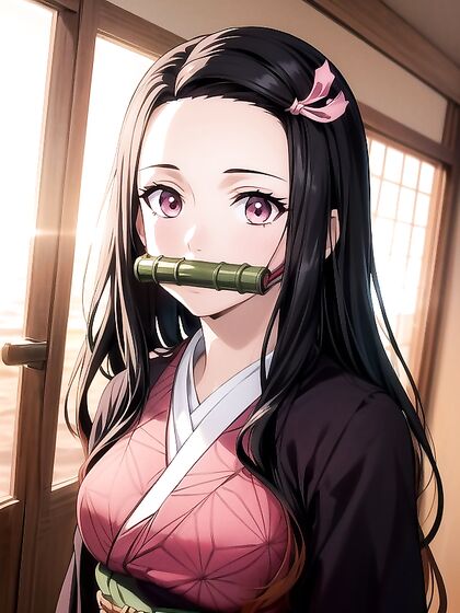 Nezuko from Demon Slayer Enjoying Sunset with Seductive Busty Shots in hentai AIPorn