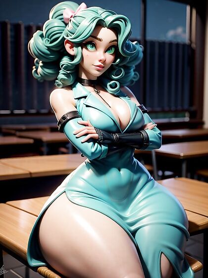 Green-Eyed Goddess with an Enormous Ass Takes Center Stage in Hentai Ecstasy
