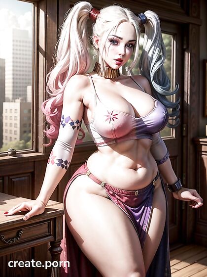 Harley Quinn as a voluptuous sex slave in seductive hentai fantasies