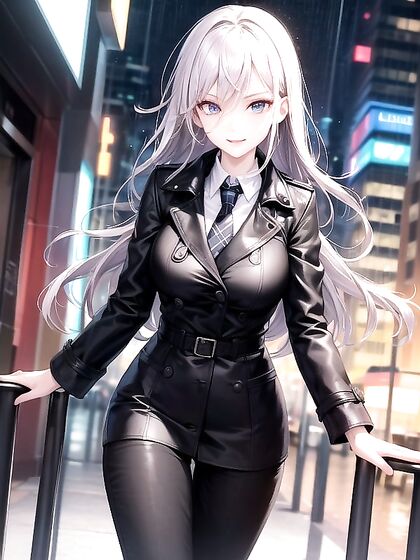 Seductive Secretary in Trench Coat and Business Suit for Steamy Hentai Pleasure