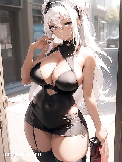 Beautiful Dark-Skinned Goddess with Big Thighs in Seductive Hentai Action