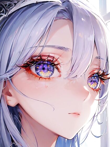Vivid Colors Blend in Her Reflective Eyes with Subtle Veins in Erotic Hentai Scenes