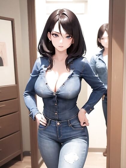 Jeans and Cleavage: Hands-On Hentai Action with Seductive Poses