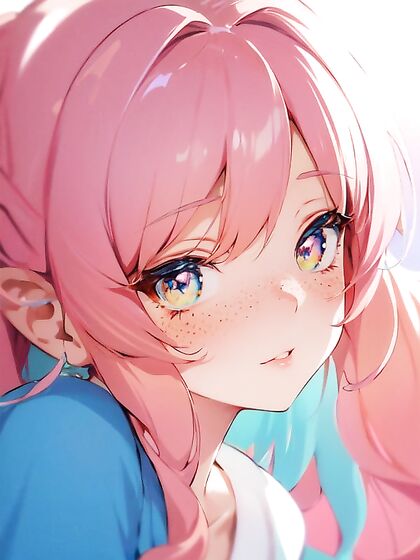 Subtle Bokeh Lights and Notable Freckles Enhance Soft Pastel Anime Erotic Scenes