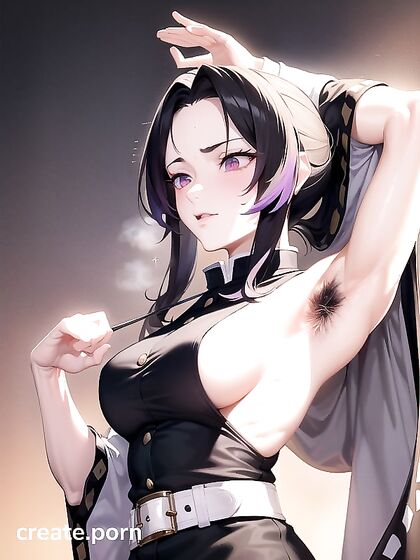 Shinobu Kochou's Hairy Armpits and Muscles Heat Up in Erotic Hentai Action