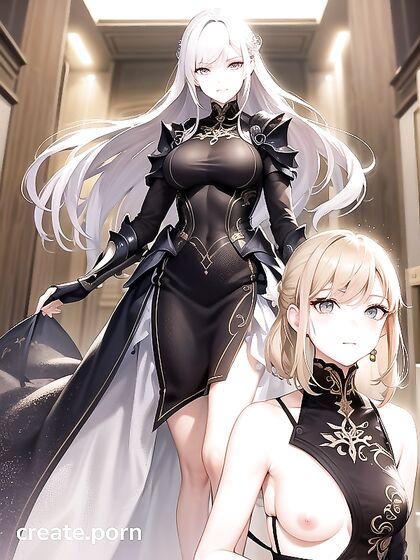 Green-Eyed Warrior in Armor and Skirt Takes On Intense Hentai Pleasure