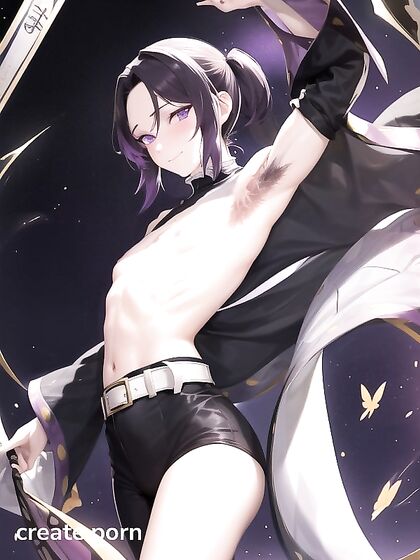 Kochou Shinobu's Skinny Body and Seductive Purple Eyes in Erotic Hentai Action