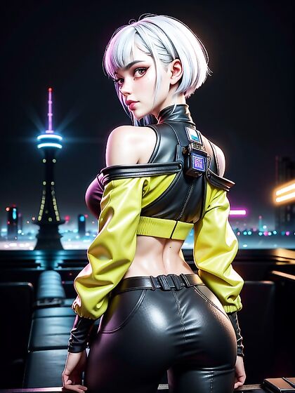 Neon Yellow Bomber Jacket Shines in Sweaty One-Person Hentai Action