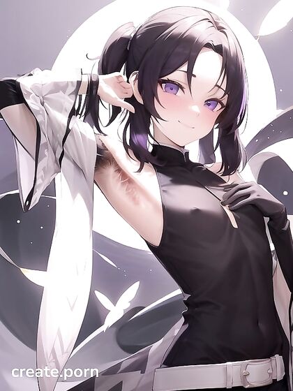 Skinny Girl 18+ with Purple Eyes and Pigtails in Seductive Hentai Action