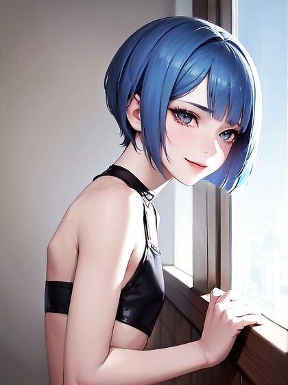 Happy 18-Year-Old Blue-Haired Teen 18+ in Seductive Hentai Action