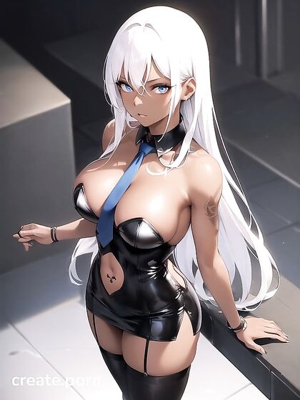 Dark-Skinned beauty Enjoying Top-Down, Long-Length Hentai Pleasure