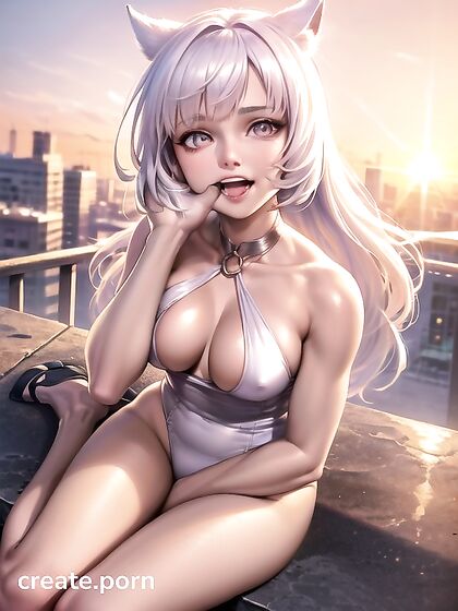 Sunset Bliss with Pink-Eyed Beauty in naughty Bottom-Up Hentai Action