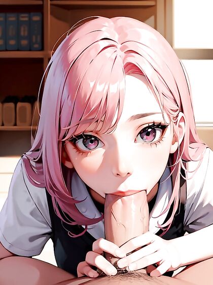 Pink-Haired Student Seduces in the Library for NaughtySchool hentai Pleasure