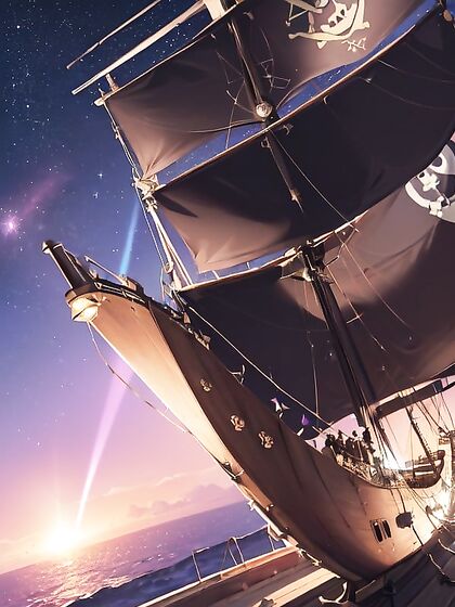 Pirate Ship With Solar Sails Fires Vibrant Energy Beams in Steamy Space hentai Adventures