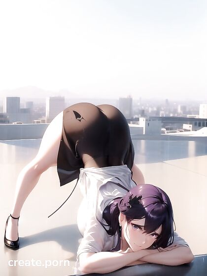 Seductive Black-Haired Beauty with Purple Eyes Teased in Blouse Hentai Scene