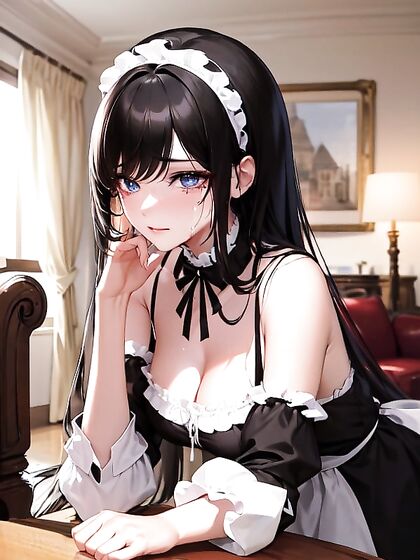 Pale-Skinned French Maid with Black Hair Seduces in Steamy Hentai Scenes