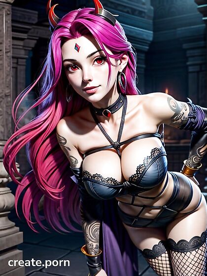 Massive Breasts and Tight Corset in Seductive Choker Hentai Action