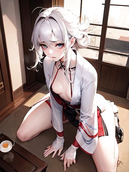 Kneeling Submissive Takes Long Length in Intense Hentai Action
