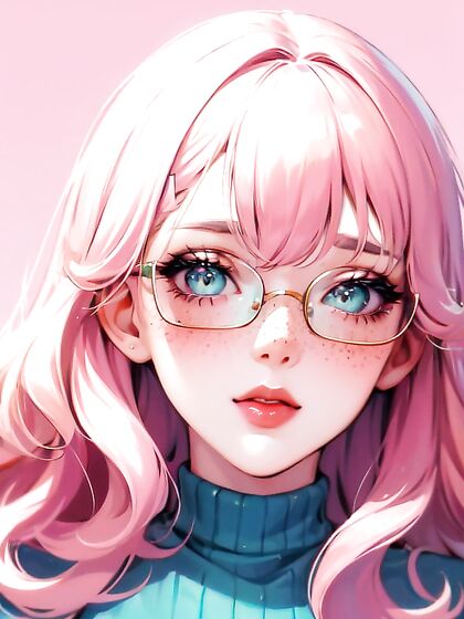 Retro Chic: Oversized Sunglasses, Vintage Sweater, and Bubblegum Pink Lips in Hentai Bliss