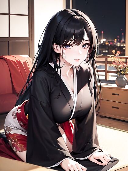 Sultry Black-Haired Woman Seduces the Night in Steamy Hentai Action