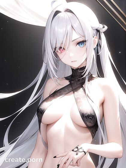 Ahoge Hairstyle and Black Nailed Seductress in Ribbons for Steamy Hentai Action