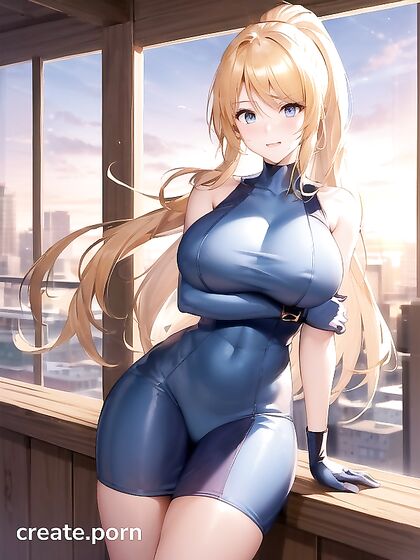 Sunset Silhouette: Busty Beauty in Mesmerizing Solo Hentai Action