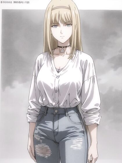 90s Styled Choker and Blouse Combo in Seductive Hentai Action