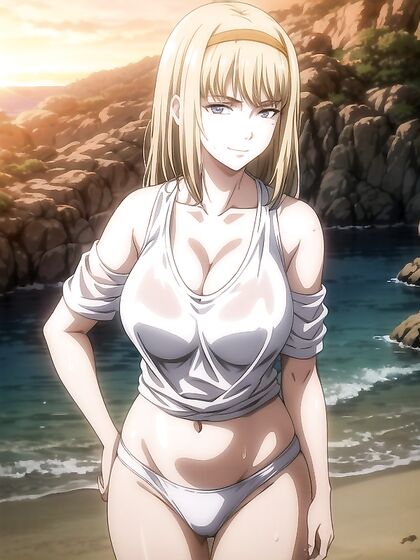 Large-Ass Sunset Seduction:Hands-On-Hips Hentai Temptation
