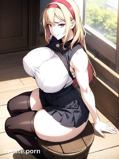 Massive Breasts and Thigh-High Socks Bobcut Babe in Steamy Hentai Action