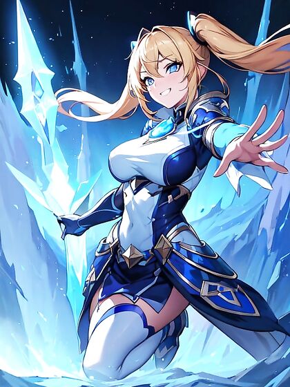 Pigtailed Beauty with Blue Eyes in Seductive Full-Body hentai Action