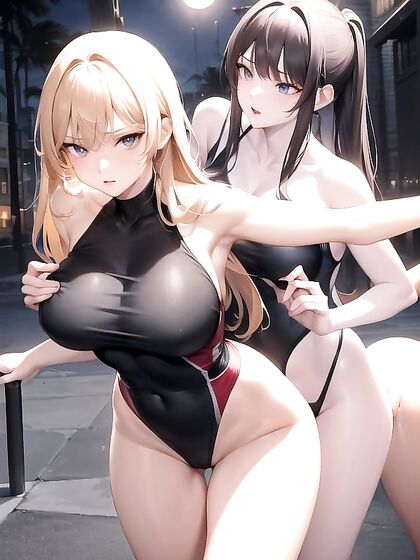 Fit Couple in Swimsuits Exploring Passionate Hentai Adventures Together