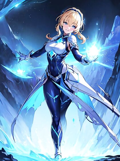Blonde-Haired Beauty with Glowing Eyes Smirks Seductively in Hentai Action