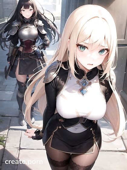 Blonde Warrior Princess in Full Armor Tempts You with Her Seductive Midriff