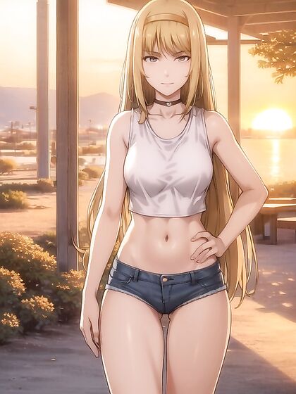 Jeans Clad Seduction: Sunset Solo Pleasure in HentaiErotica