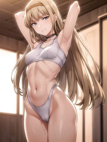 Sweaty Girl 18+ with Small Ass Raises Her Arms for Juicy Hentai Action