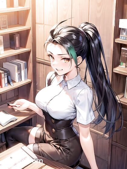 Thigh-High Socks and Blouse Action in the Study Room Hentai Feast