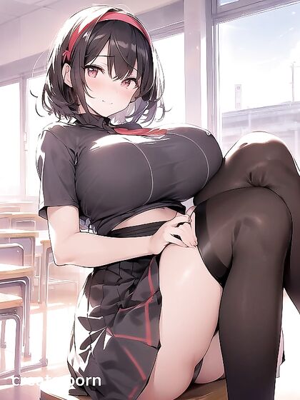 Bobcut Babe with Crossed Legs and Hair Band in Seductive Hentai Action