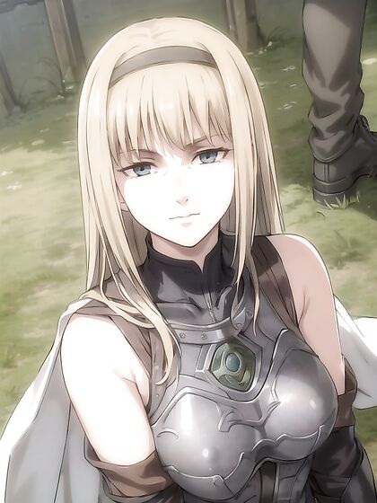 Armored Beauty in Boots Stares Intensely at You for Seductive Hentai Pleasure