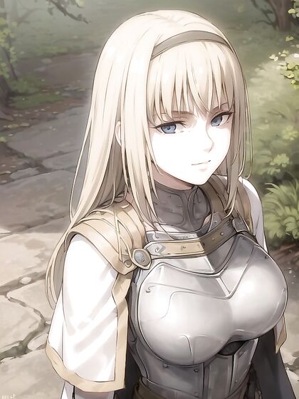 Armored Beauty in Gloves Seductively Stares at You for Hot Hentai Action