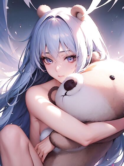 Hugging Her Teddy Bear: A Naked Hentai Fantasy Unfolds