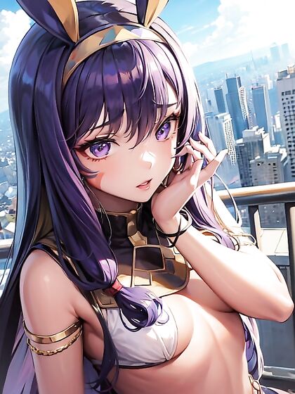Nitocris from Fate/Grand Order Teases with Small Breasts and Sensual Face Touching
