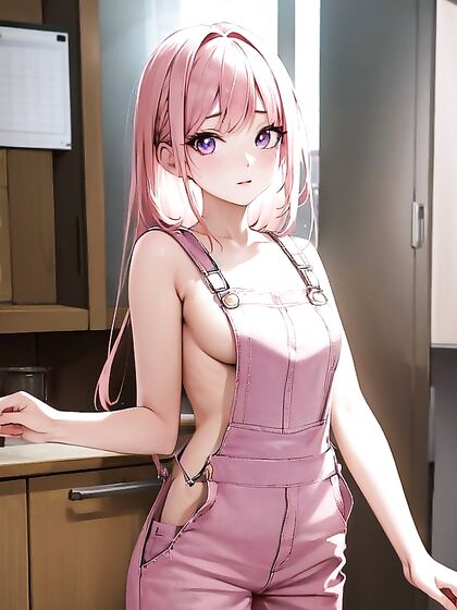 Naked Girl 18+ in Pink Overalls Gets Wild in Hentai AI Action