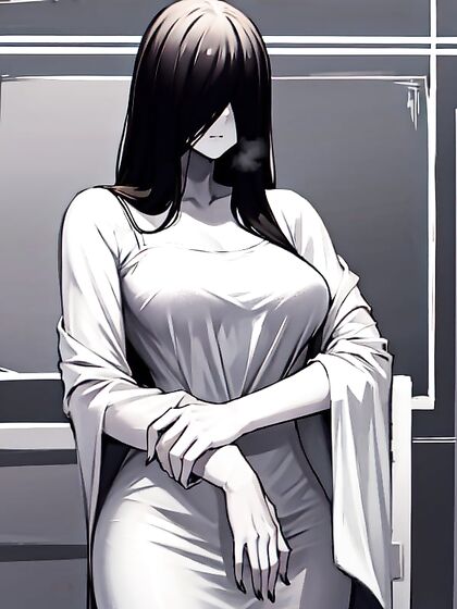 Sadako from Ringu Pleasures Her Small Breasts in Erotic Arms-Crossed Hentai Scene