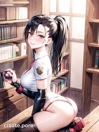 Kneelingwith Red Eyes in a Blouse for Intense Hentai Pleasure