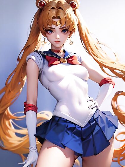 Sailor Moon with Tiny 18+ Tits Bound in Erotic Arms-Crossed Hentai Action