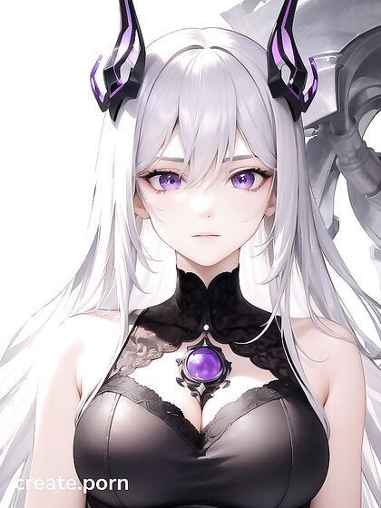 White-Haired Beauty with Vibrant Purple Eyes Soars in Mech Wing hentai Action