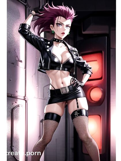 Neon Lit Cityscape: Full Body Action in Mini Skirt Hentai Fantasy