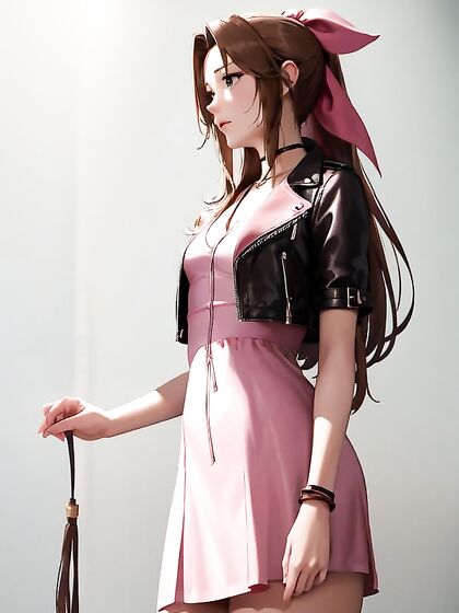 Aerith from Final Fantasy Pleasures Her Tiny 18+ Breasts in Seductive Hentai Scenes