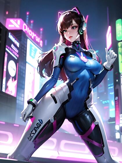 D'va Navigates Futuristic City With Holographic Ads in Vibrant Hentai Action