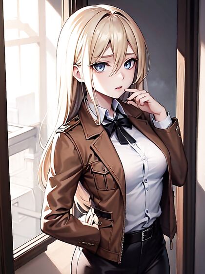 Historia from Attack on Titan Teases with Small Breasts and Seductive Facial Caresses